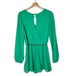 She & Sky Mint Green Laser Cut Long Sleeve Silk Romper S Photo 1