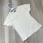 Brandy Melville  Tshirt crop lettuce edge womens White (one size) casual coquette Photo 0