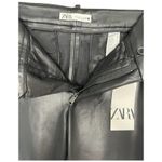 ZARA New  Womens Size Large Faux Leather Pants Slash Pockets Mid Rise Black Photo 7