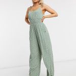 American Eagle wide leg ditsy green & white floral jumpsuit Photo 2