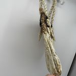 Sun 'N Sand Woven Straw Fabric Gold Metallic Tote Bag Boho Chain Chic Brown Photo 6