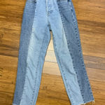 PacSun High Rise Straight Jeans Womens 23 Two Tone Denim Raw Hem Button Fly Photo 0