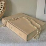 Champagne Pearl Extra Long Necklace Vintage “Evarista” Fish Hook Clasp Classy Elegant White Photo 0