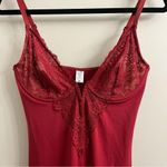 Popilush Shapewear Lace V Neck Side Slit Slimming Maxi Slip Dress Size Medium Red Photo 4