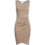 Leith NWT  Ruched Bodycon Sleeveless Mini Dress Tan Dusk Heather Knit Size XL NEW Photo 2