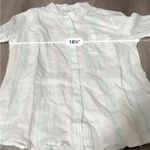 Garnet Hill Linen Light Blue & White Striped Long Sleeve Button Down Top 8 NEW Photo 7