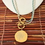 Gold Pendant Necklaces with Blue and White Chains Toggle Clasp Photo 1
