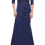 La Femme 24926 Navy Lace and Trumpet Gown 8 Photo 0