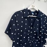 Old Navy  Blue Polka Dot Button Front Dress Cotton Classic Cutouts Size XL Photo 5