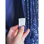 Skies Are Blue  Glam Sequin Long Sleeve V-Neck Jumpsuit Small Navy Blue Showgirl Photo 9