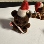 Christmas Holiday Brooch Pins Lot Of 3 Felt Teddy Bear / Moose In Santa Hat Photo 1
