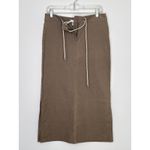 Co & Eddy Linen mix midi khaki skirt front tie side slits size 10 Tan Size M Photo 9