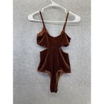 H.I.P. Just Polly Women's Bodysuit Velvet Brown Size XS Cutout Sleeveless Photo 1