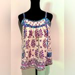 Rebecca Taylor Boho Silk Purple Floral Crochet Detail Sleeveless Tank Top 2 Photo 1
