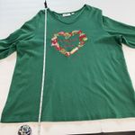 Quacker Factory Green Rhinestone Embroidery Baking Life Sweeter Knit Top Size 1X Photo 9