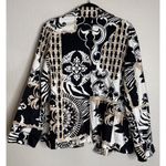 Chico's  3 US XL Womens Open Front Jacket Blazer Mixed Media Preppy Career Travel Photo 1