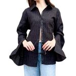 Princess Polly  Crinkle Textured Satin Snap Button Down Relaxed Fit Shirt 14 Photo 0