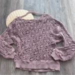 Free People  asymmetrical slouchy open knit sweater dusty‎ rose pink size S Photo 6