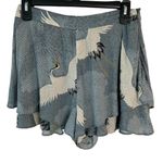 ZARA Basic Shorts Women’s Size SmallCrane Birds Ruffle Layers Blue Wide Zipper Photo 3