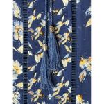 White House | Black Market WHBM Dress Women Large Blue Floral Print Tassel‎ Tie Neck Peasant Boho Mini Photo 8