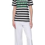 Karl Lagerfeld PARIS Bonjour Striped Tee L 21.5” p2p Black/White NWT Photo 6