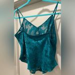 VTG 80s 90s Colesce Collection Lingerie Semi Sheer Green Floral Cropped Cami Top Blue Size L Photo 9