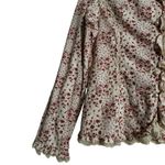 Vintage Dainty Floral Lace Ruffle Blouse Victorian Prairie Cottage Size Small Pink Photo 4