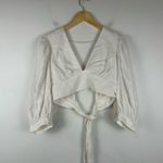 Reiss Ava V Neck Bow Back Cuffed Sleeves Crop Top Women’s Sz 8 Photo 3