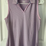 Adidas  Womens Golf Sleeveless‎ Polo Shirt Pink Stripe Size Medium Athleisure Top Photo 0