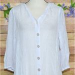 Mlle Gabrielle White Gauzy Sheer Button Up 3/4 Sleeve V-Neck Shirt Dress Size XL Photo 1