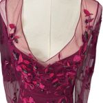 Theia Adora Beaded Sheer Sleeve Gown Fig Burgundy Red Size 4 NWT Photo 8