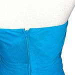 David's Bridal David’s Bridal Floral Full Length Strapless Dress Size 6 TEAL GREEN Wedding Photo 6