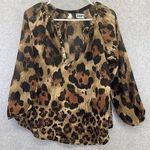 Lounge Beach Lunch  Women's Blouse Animal Print Sheer V Neck Size XS 3/4 Sleeve Photo 0