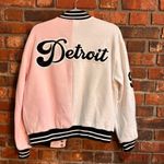 I Saw It First womens spliced varsity bomber jacket pink/white 6 Pink Photo 4