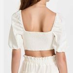 WAYF  Indie Knotted Linen Blend Crop Summer Vacation Top Size XL Ivory Photo 5