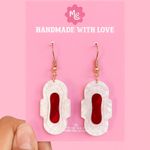 Cute Statement Pad Earrings β Fun Red & White Dangle Earrings Photo 4