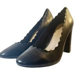 Crown Vintage Willow Black Leather Retro Scalloped Block Heel Pump Womens Size 9 Photo 6