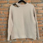 Kirundo Cut Out Sweater Womens Large Beige Ribbed Knit Pullover Long Sleeve Top Tan Photo 3