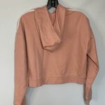 Adidas  Women's Pullover Hoodie Sweatshirt Cropped 100% Cotton Pink White Small Photo 3