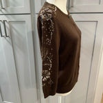 Classiques Entier Classics Entier Beaded Wool‎ Silk Cashmere Brown Hidden Snap Cardigan Large Photo 3