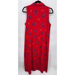 Vintage Zip Code Collared Maxi Dress Womens Large Red Cotton Fish Print Mexico Photo 4