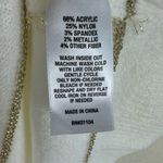 kim rogers  NWT Cream Gold Striped Shimmer Mock Neck Pullover Sweater Size PS Photo 5