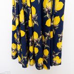 Womens Maxi Skirt Size S Navy Yellow Lemon Print Coastal Resort Maximalist Boho Blue Photo 3