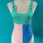Aerie NWT Cambridge Coast Striped Colorblock One Piece Swimsuit Scoop Back Photo 2
