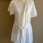 White sheer chiffon and lace robe bridal Size M Photo 0