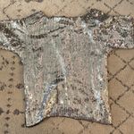 Vintage jean for Joseph Le Bon sequin beaded party top sz Small Silver Photo 4