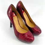 Gianni Bini  wine red faux python print metallic platform heel heels shoes NWOT Photo 1