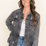 American Bazi Distress denim shacket Photo 0