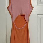 Orange & Pink Midi Cut Out Bodycon Midi Dress Size XS Photo 1