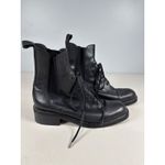 Charles David Black Combat Boots Women 10 Leather Stretch Lace Up Goth Emo $250 Photo 1